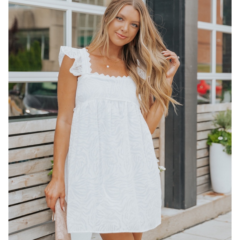Magnolia Boutique White Ruffled Mini Babydoll Dress